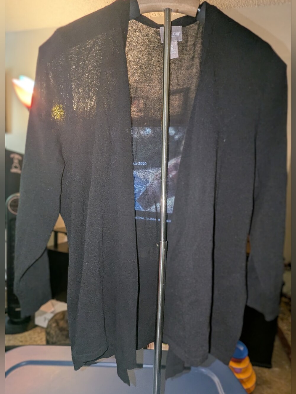 Chico's Black Open Front Lightweight Cardigan